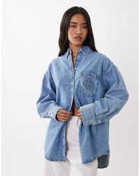 GANT - Camisa Lavado Extragrande Con Logo Pequeño De Tejido Efecto Denim De - Lyst