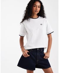 Fred Perry - – es pikee-t-shirt aus netzstoff mit zierstreifen - Lyst