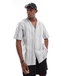 Sol Beach - Textured Stripe Short Sleeve Beach Shirt - Lyst