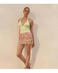 The Frolic - Exclusive Embellished Floral Sequin Micro Mini Skirt - Lyst