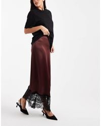 Miss Selfridge - Satin And Lace Bias Maxi Skirt - Lyst