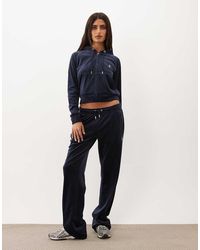 Juicy Couture - Tina Velour Diamante Back Logo Straight Leg joggers Co-ord - Lyst