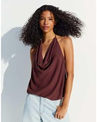 Bershka - Draped Halter Top - Lyst