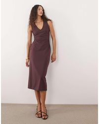 Mango - V Neck Sleeveless Midi Dress - Lyst