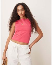 ASOS - Top Senza Maniche Color Lampone Morbido Al Tatto Con Scollo A Barchetta - Lyst