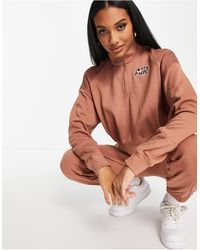 Nike Air Cropped Fleece Quarter-zip Sweatshirt - Brown
