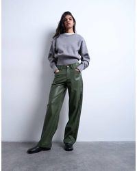 TOPSHOP - Faux Leather Cinch Trouser - Lyst