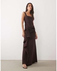 ASOS - Square Neck Maxi Dress With Hitched Skirt Detail - Lyst
