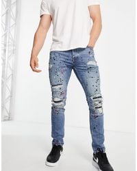 topman stretch skinny ripped jeans