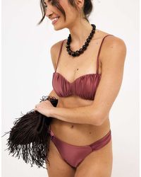 NA-KD - Shiny Padded Bandeau Bikini - Lyst
