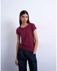 TOPSHOP - Premium Rib Short Sleeve Tee - Lyst