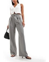 ASOS - Pantalones De Sastre Grises De Pernera Ancha Con Pinzas De - Lyst