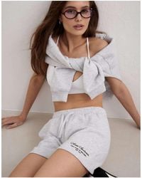 Aim'n - Light Melange Script Sweat Shorts - Lyst