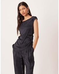 ASOS - Tailored Satin Jacquard Ruched Top Co-ord - Lyst