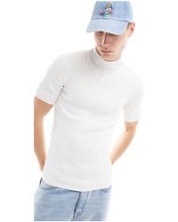 ASOS - Camiseta blanca ajustada con cuello alzado - Lyst