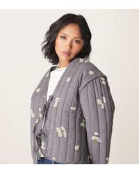 ASOS - Asos Design Petite Tie Front Quilted Embroidered Jacket - Lyst