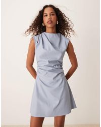 ASOS - Leather Look High Neck Sleeveless Mini Dress With Ruching Detail - Lyst