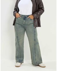Yours Clothing - Seam Detail Wide Leg Jeans - Lyst