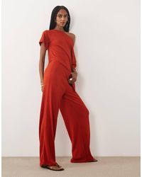 ASOS - Textu Crochet Jersey Wide Leg Trouser Co-ord - Lyst