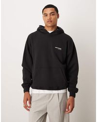 Abercrombie & Fitch - Sudadera Negra Con Capucha, Bolsillo Delantero Y Logo En El Pecho De - Lyst