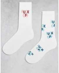 ASOS - 2 Pack Socks With Swear Word Graphic - Lyst