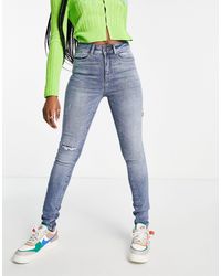 Noisy May - Callie High Waisted Rip Skinny Jeans - Lyst