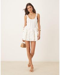 Amy Jane London - Genevieve Broderie Ruffle Mini Dress - Lyst