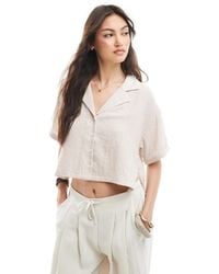 Bershka - Linen Look Short Sleeve Boxy Shirt - Lyst