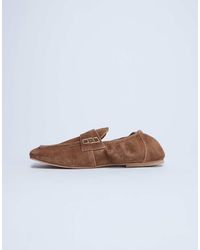 TOPSHOP - Brooks Ruched Back Real Suede Leather Loafer - Lyst