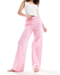 Luna - Oversized Cotton Wide Leg Stripe Pyjama Bottoms - Lyst