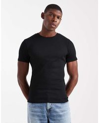 ASOS - T-Shirt Basic Attillata Nera A Coste - Lyst