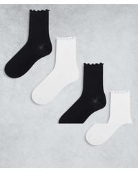 Pieces - 4 Pack Frilly Trim Socks - Lyst