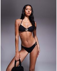 ASOS - Celina High Leg Bikini Bottom With Swirl Trim - Lyst