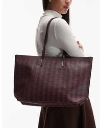 Lacoste - Borsa Shopping Da Spalla Bordeaux Con Stampa - Lyst