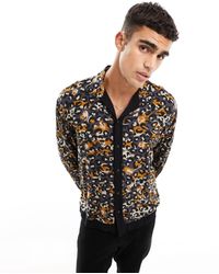 ADPT - Oversized Abstract Leopard Print Shirt With Border Shirt - Lyst