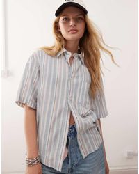 Collusion - Camicia Squadrata Effetto Lino A Righe Multicolore - Lyst