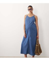 Mama.licious - Mamalicious Maternity Cami Strap Chambray Denim Midi Dress - Lyst
