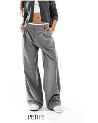 Stradivarius - Petite Tailored Wide Leg Trouser With Boxer Waistband - Lyst