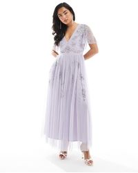 Maya - Embellished Short Sleeve Midi Dress - Lyst