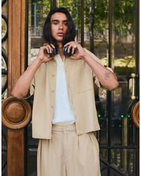 Bershka - Pleated Short Sleeve Boxy Shirt - Lyst