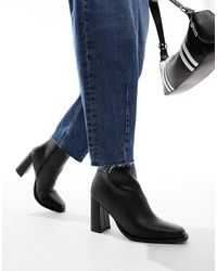 London Rebel - Botines Negros Con Tacón De Bloque Maddie De - Lyst