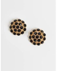 ASOS - Large Stud Earrings With Black Crystal Detail - Lyst