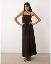 ASOS - Textured Square Neck Midi Dress - Lyst