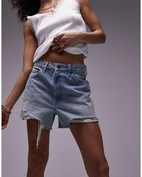 TOPSHOP - Denim A-line Mom Shorts With Rip - Lyst