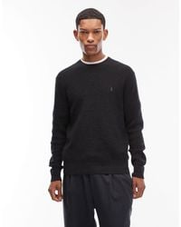 AllSaints - Waffle Knit Crew Neck Logo Jumper - Lyst