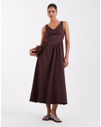 ASOS - Waisted V Neck Maxi Dress With Seaming Details - Lyst