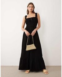 Miss Selfridge - Seersucker Shirred Detail Maxi Dress - Lyst