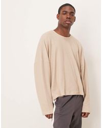 ASOS - Sudadera Gris Jaspeado De Corte Cuadrado Ultragrande De Punto Texturizado De -Blanco - Lyst