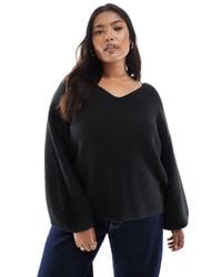 Threadbare - Plus Fluffy V-neck Slouchy Sweater - Lyst