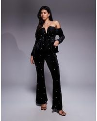 ASOS - Velvet Pants With Pearl Embellishment - Lyst